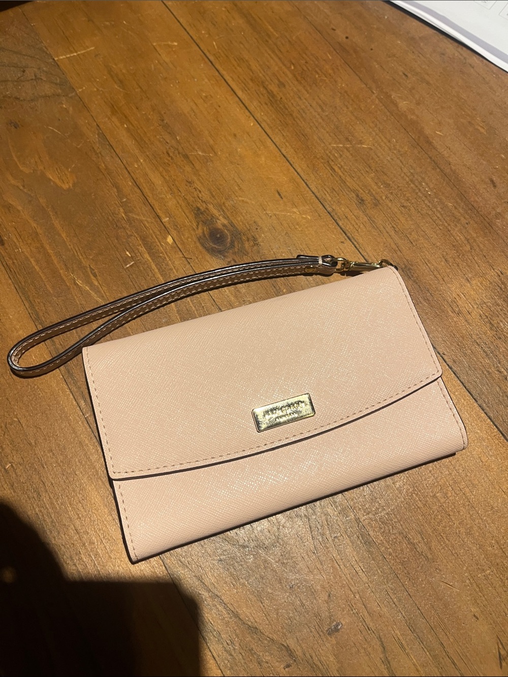 kate spade Blush Pink Wristlet Clutch with Gold Hardware
